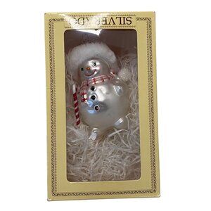 Silverado Handcrafted Blown‎ Glass Snowman Christmas Ornament Red Hat Poland